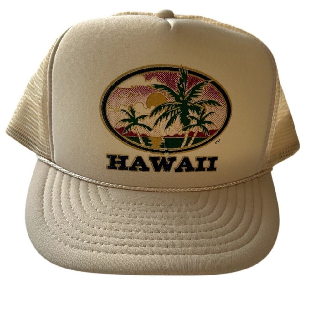 Vintage Nissun Cap Hawaii Snapback Trucker Hat Mesh Back Beach Summer Palm Trees